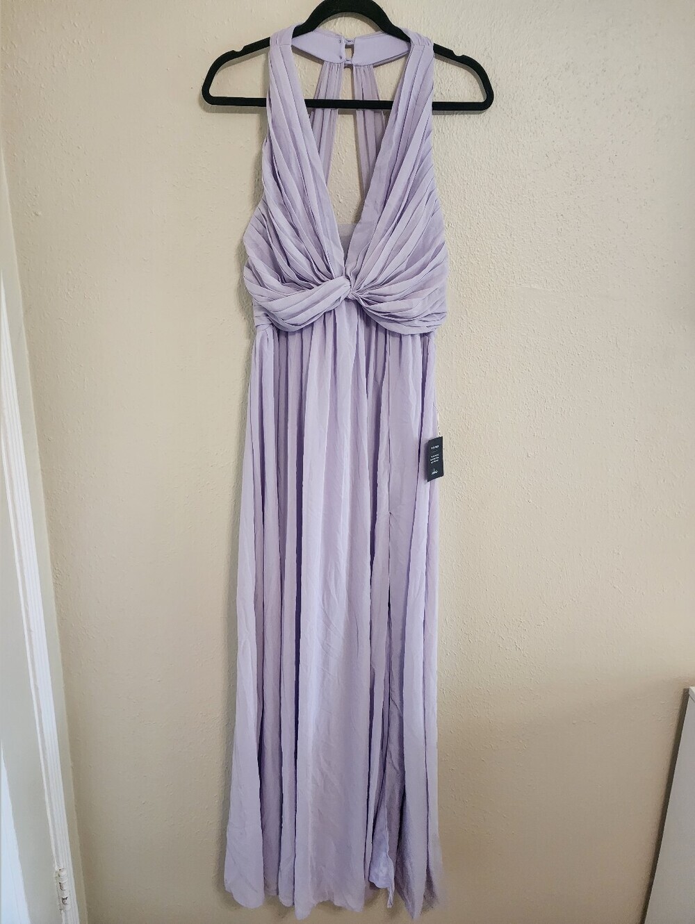 Lulus Marilina Lavender Pleated Twist-Front Maxi Dress L Wedding Party Formal - Picture 6 of 10